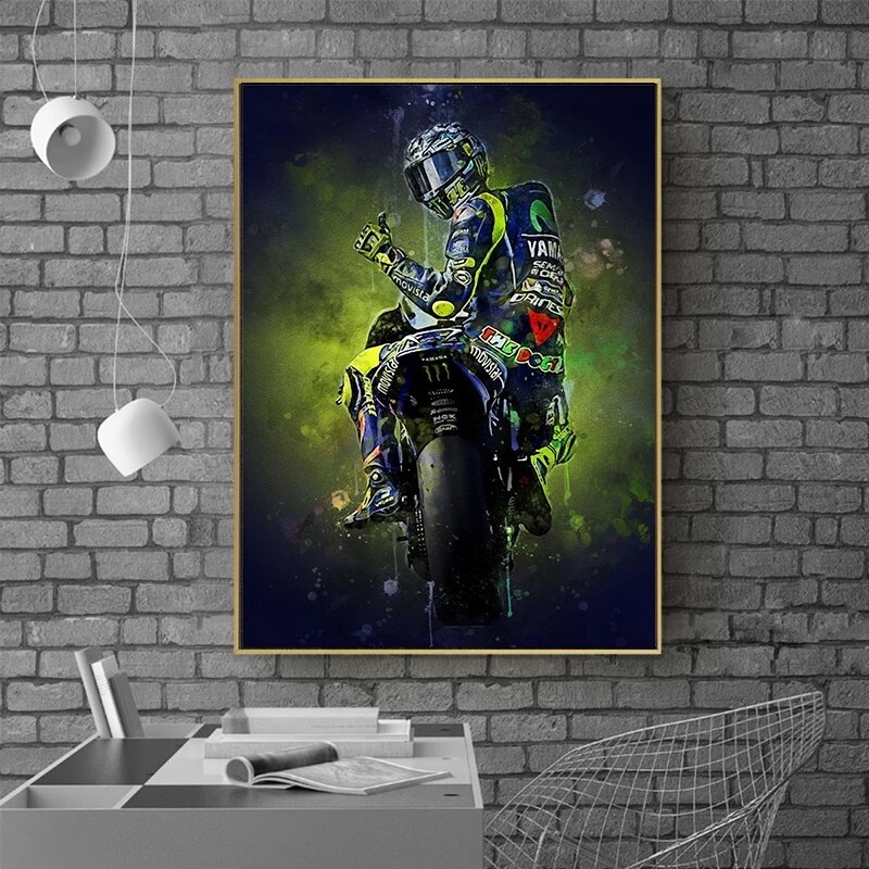 Valentino Rossie Motorcycle Racer Poster