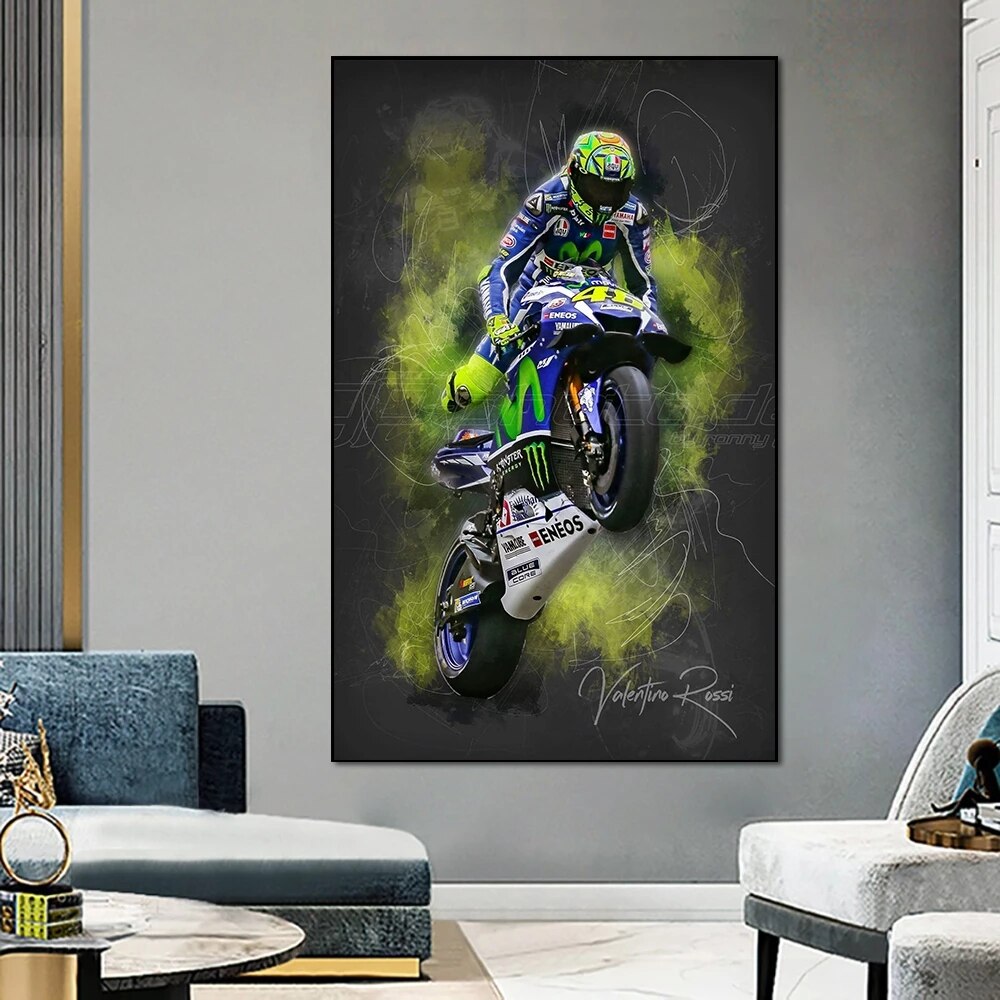 Valentino Rossie Motorcycle Racer Poster